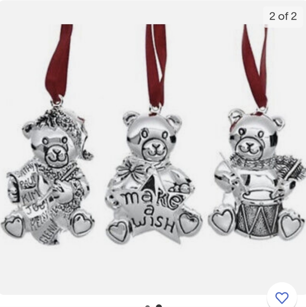 New Lenox Gorham Teddy Bear Ornaments